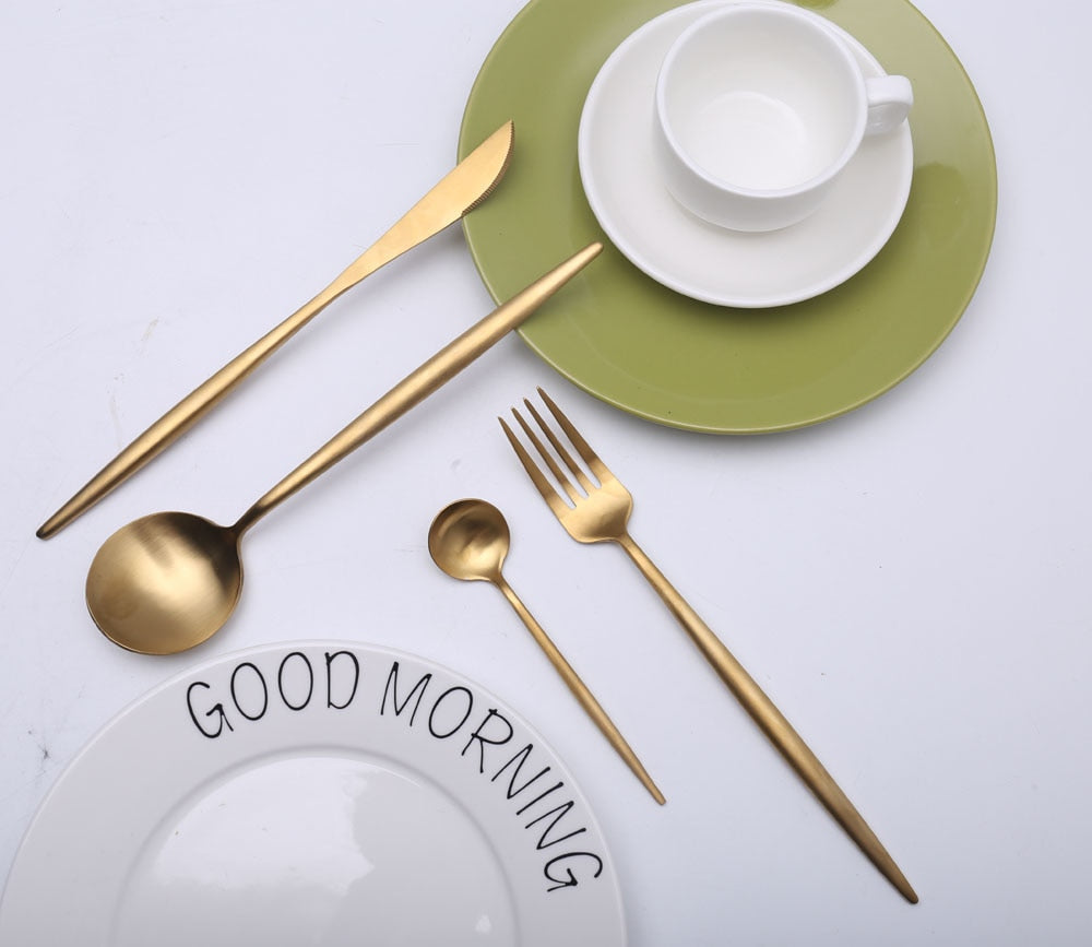 Elegant Gold Cutlery Set – 24 or 48 Pieces, 18/10 Stainless Steel, Durable and Stylish for Formal Dining 5