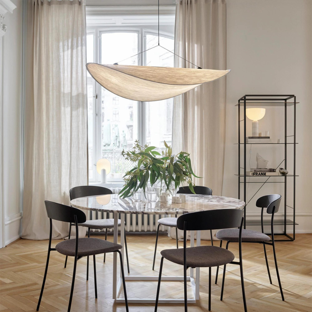 Elegant Japandi Style Silk Pendant Light – Handcrafted Boho Ceiling Fixture with Adjustable Height for Living Room, Dining Room, Bedroom 1