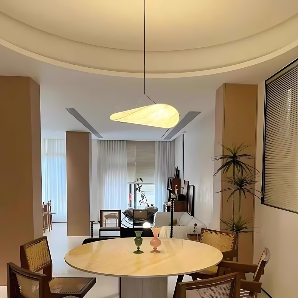 Elegant Japandi Style Silk Pendant Light – Handcrafted Boho Ceiling Fixture with Adjustable Height for Living Room, Dining Room, Bedroom 7