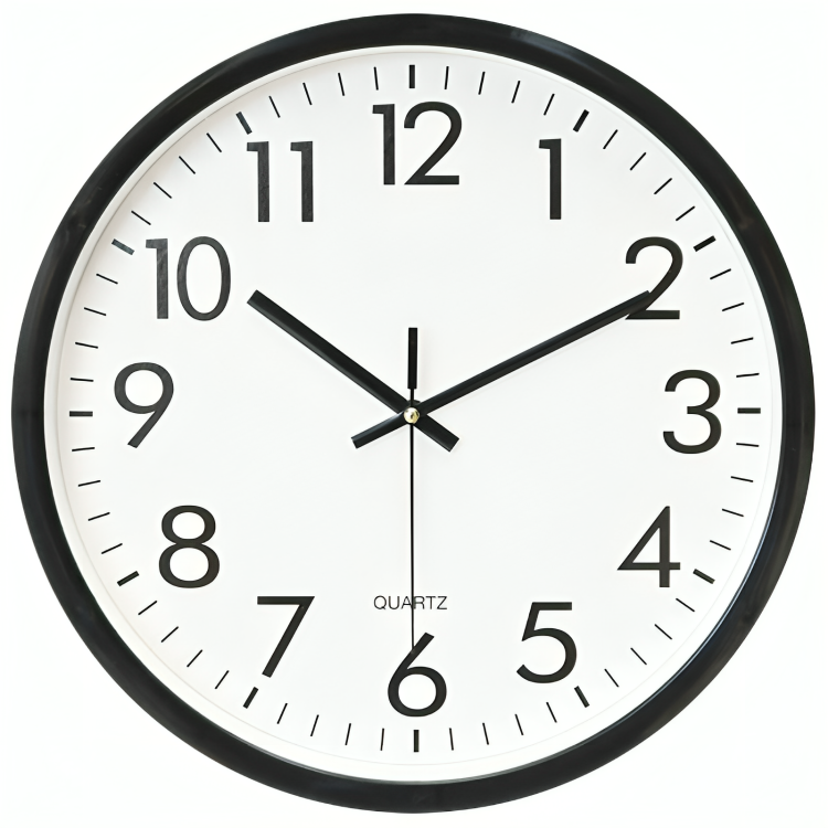 Elegant Large Outdoor Wall Clock – 34x34 cm Black Design with Glass and Plastic for Indoor/Outdoor Decor 0