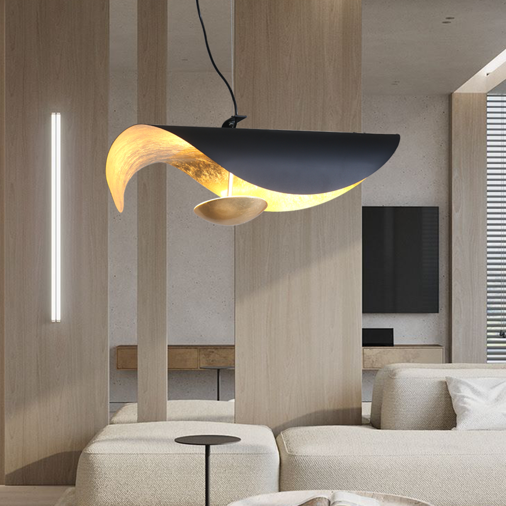 Elegant Leaf Shade Ceiling Light Fixture for Home Decor – Adjustable Height, Gold and Green Pendant Lamp 3