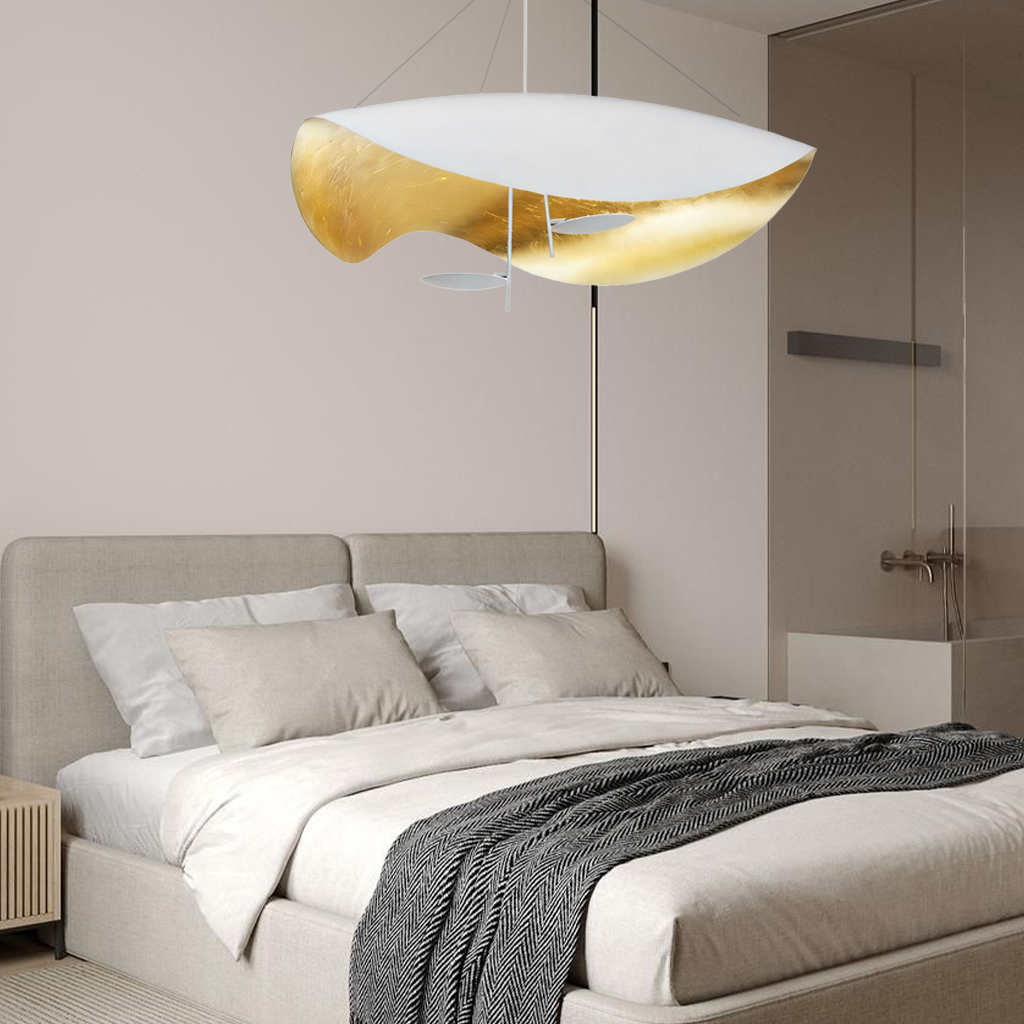 Elegant Leaf Shade Ceiling Light Fixture for Home Decor – Adjustable Height, Gold and Green Pendant Lamp 6