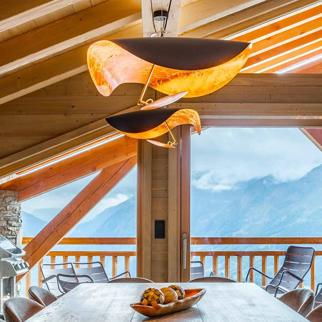 Elegant Leaf Shade Ceiling Light Fixture for Home Decor – Adjustable Height, Gold and Green Pendant Lamp 8