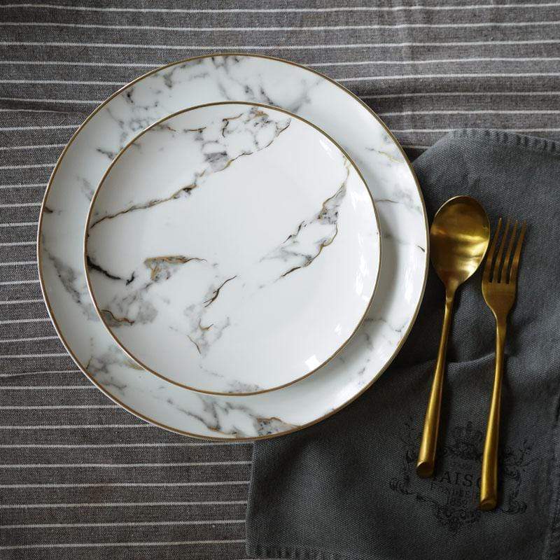 Elegant Marble Dinner Plate – 10-Inch Diameter, Durable, Unique Patterns for Stylish Dining 0