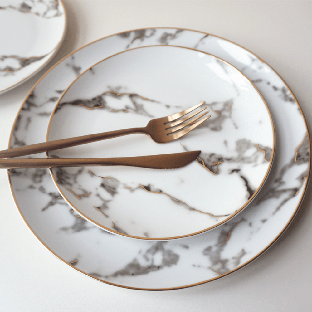 Elegant Marble Dinner Plate – 10-Inch Diameter, Durable, Unique Patterns for Stylish Dining 2