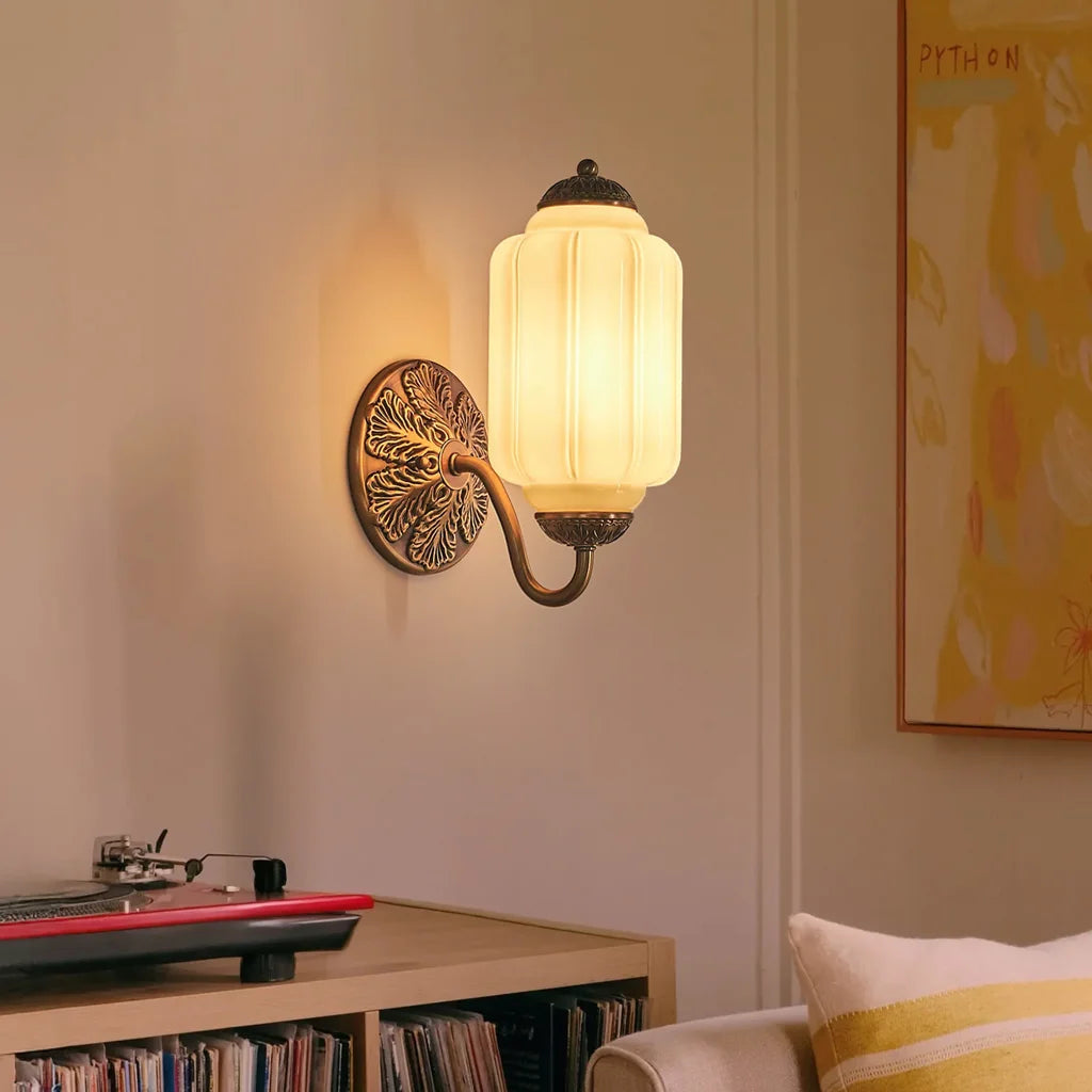 Elegant Milk Glass Wall Sconce – Wall Lamp for Ambient Lighting in Living Room, Hallway, or Bedroom 3