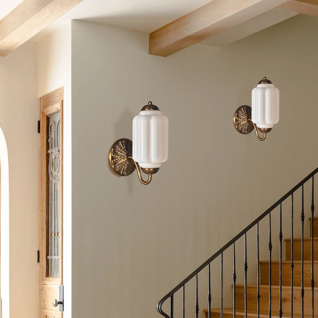 Elegant Milk Glass Wall Sconce – Wall Lamp for Ambient Lighting in Living Room, Hallway, or Bedroom 7