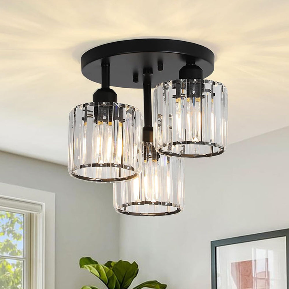Elegant Modern Crystal Semi-Flush Ceiling Light for Bedroom and Living Spaces – 25cm Diameter, Iron and Glass Design 0