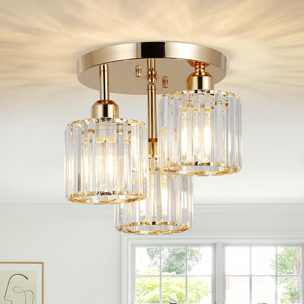 Elegant Modern Crystal Semi-Flush Ceiling Light for Bedroom and Living Spaces – 25cm Diameter, Iron and Glass Design 7