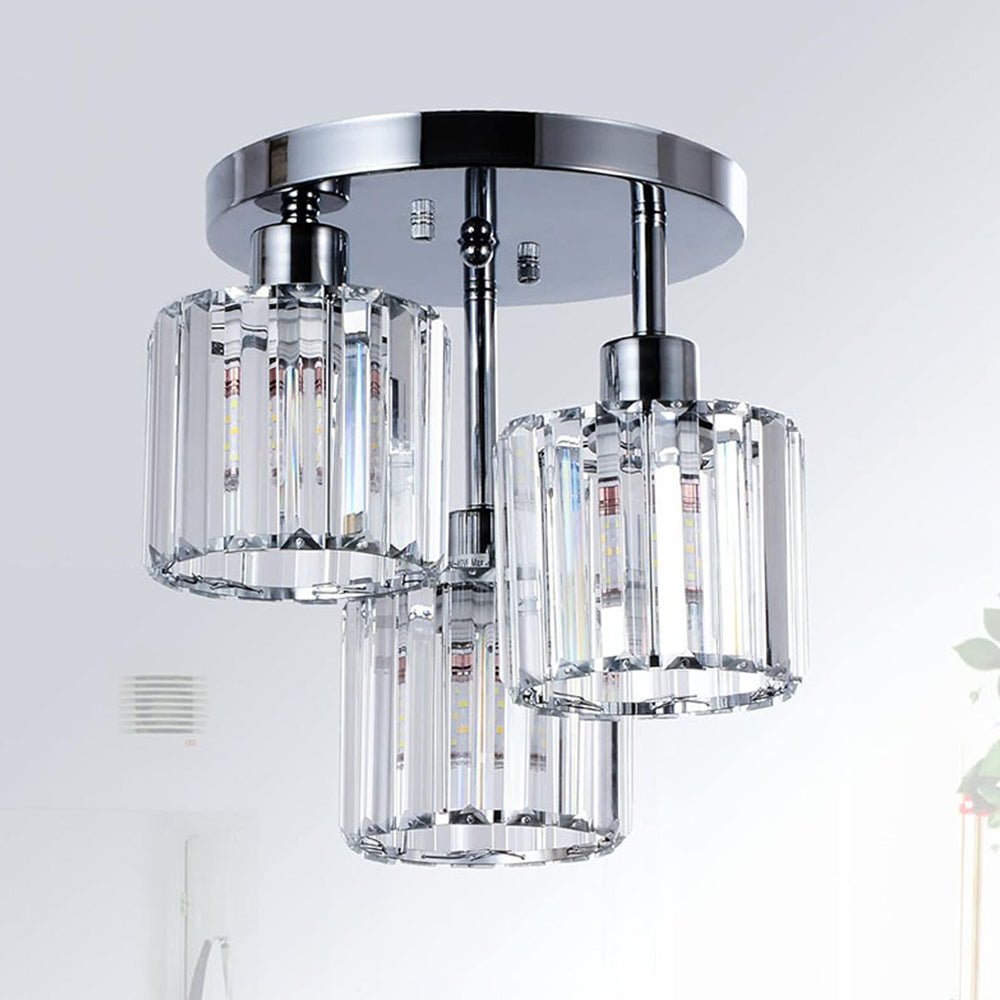 Elegant Modern Crystal Semi-Flush Ceiling Light for Bedroom and Living Spaces – 25cm Diameter, Iron and Glass Design 9