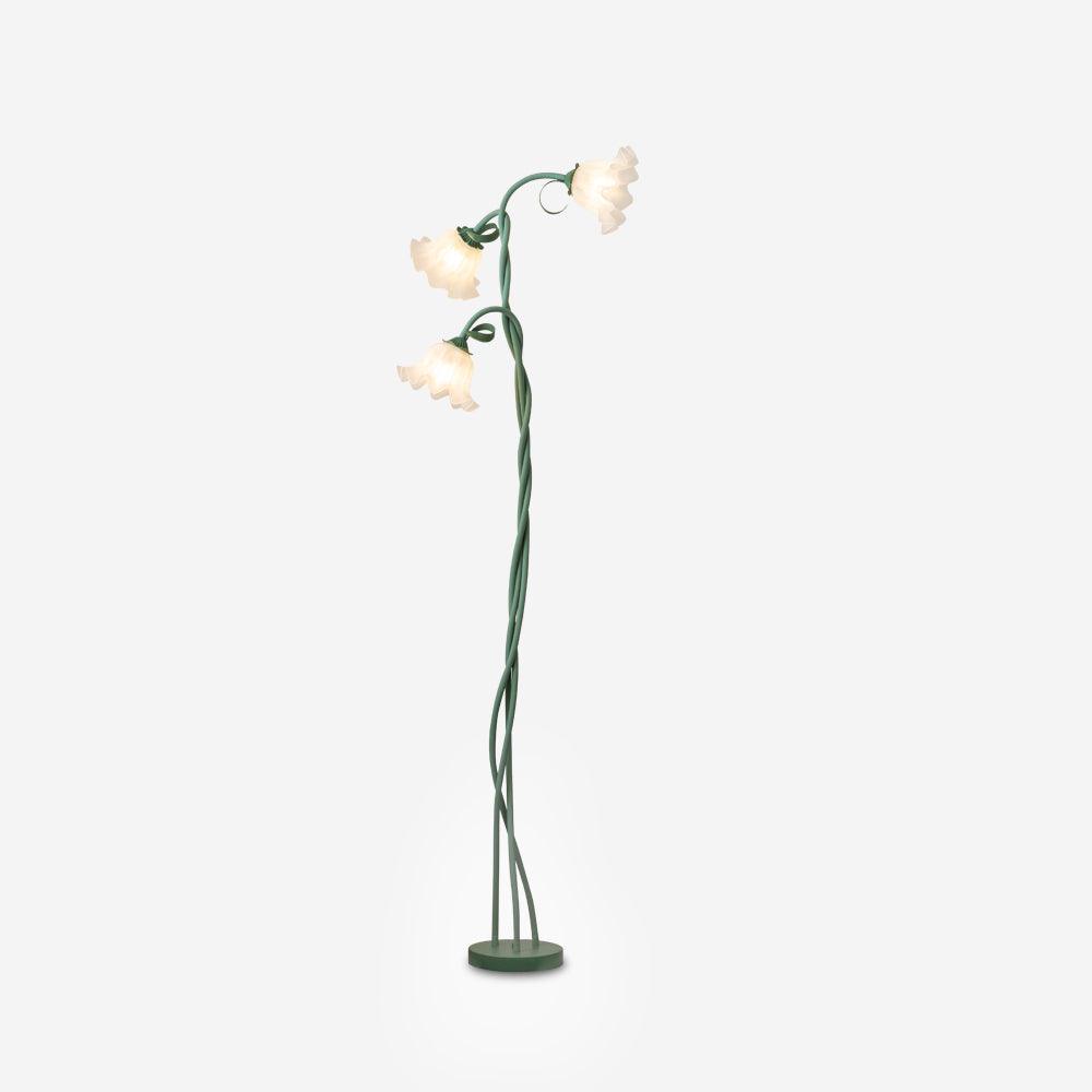 Elegant Modern Floor Lamp with Green Matte Finish and White Acrylic Shade for Living Room 9