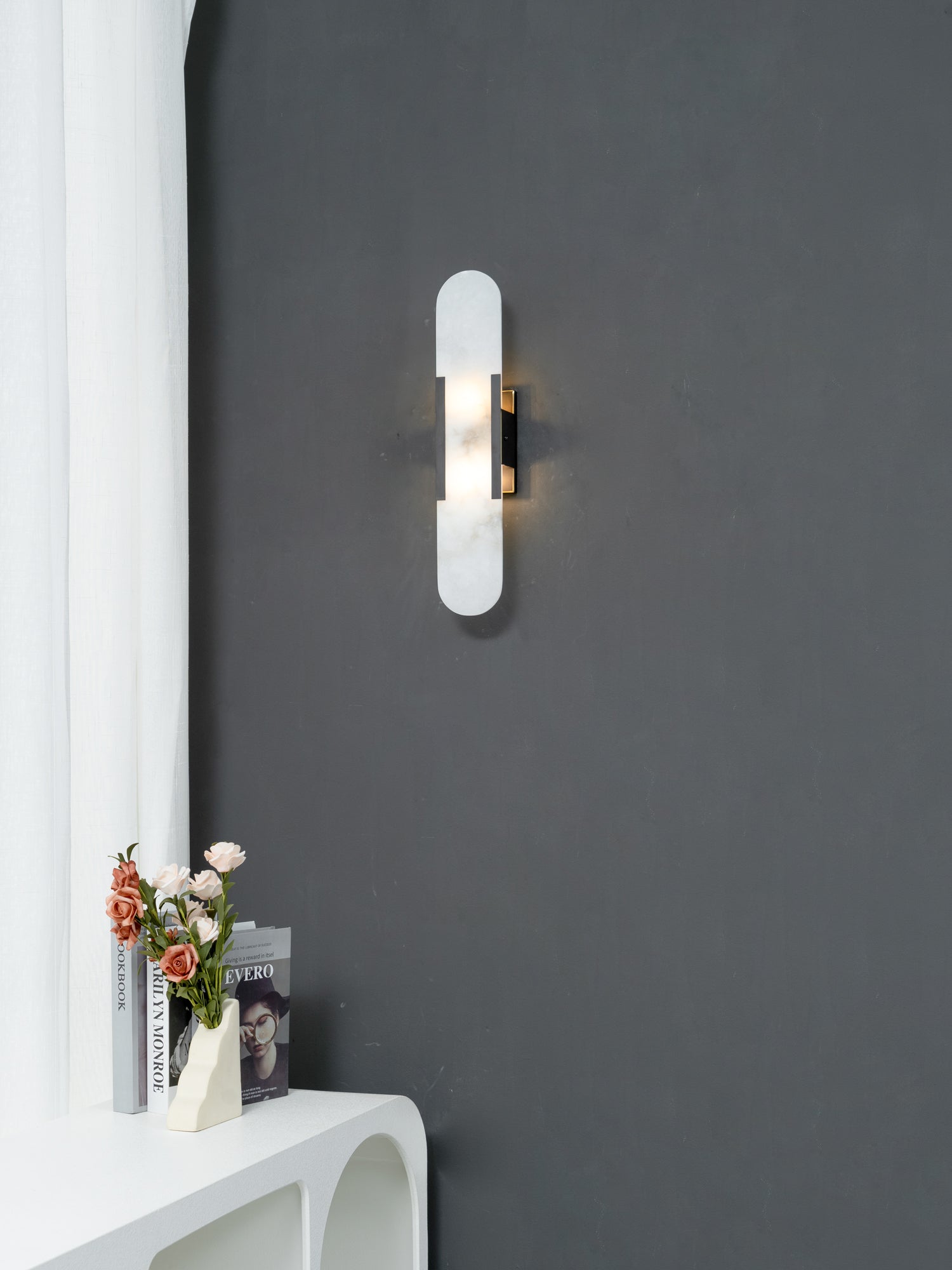 Elegant Oval Marble Wall Sconce Lighting with Adjustable LED – Durable Wall Lamp for Home Decor 6