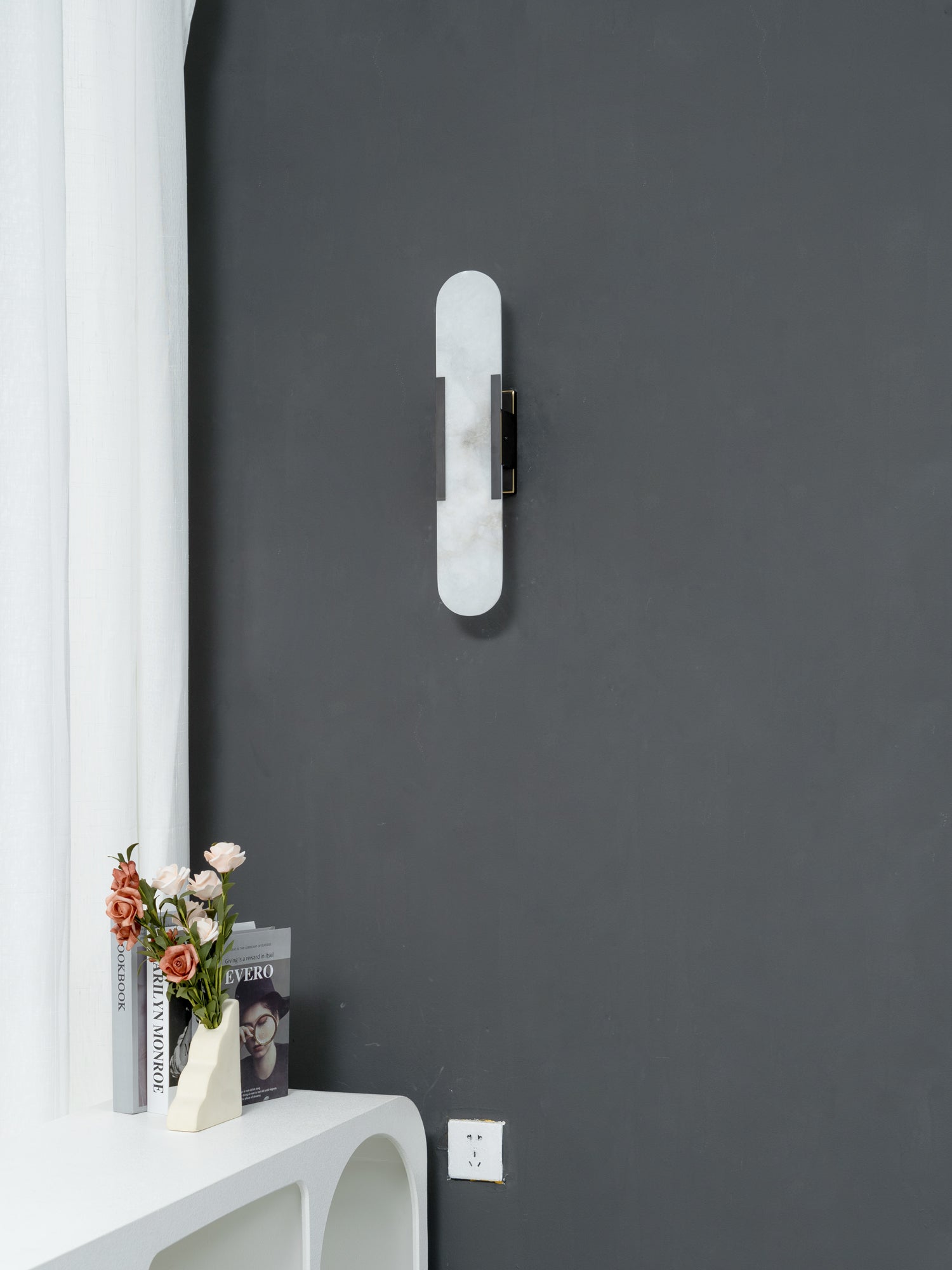 Elegant Oval Marble Wall Sconce Lighting with Adjustable LED – Durable Wall Lamp for Home Decor 7