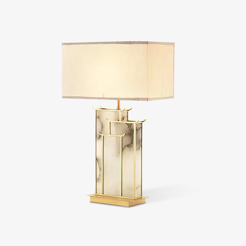 Elegant Rectangular Glass Table Lamp with Alabaster Shade – Modern Bedside or Desk Lamp for Stylish Indoor Lighting 7