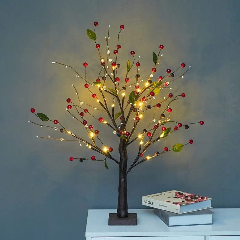 Elegant Spring Tree Table Lamp with Warm LED Lights – Battery Operated Bedside Lamp for Bedroom and Living Room Decor 0