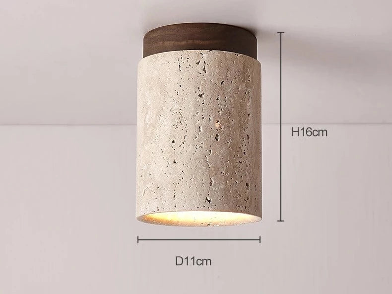 Elegant Travertine LED Ceiling Light Fixture with Adjustable Color Temperature – Modern Flush Mount Design for Any Room 0