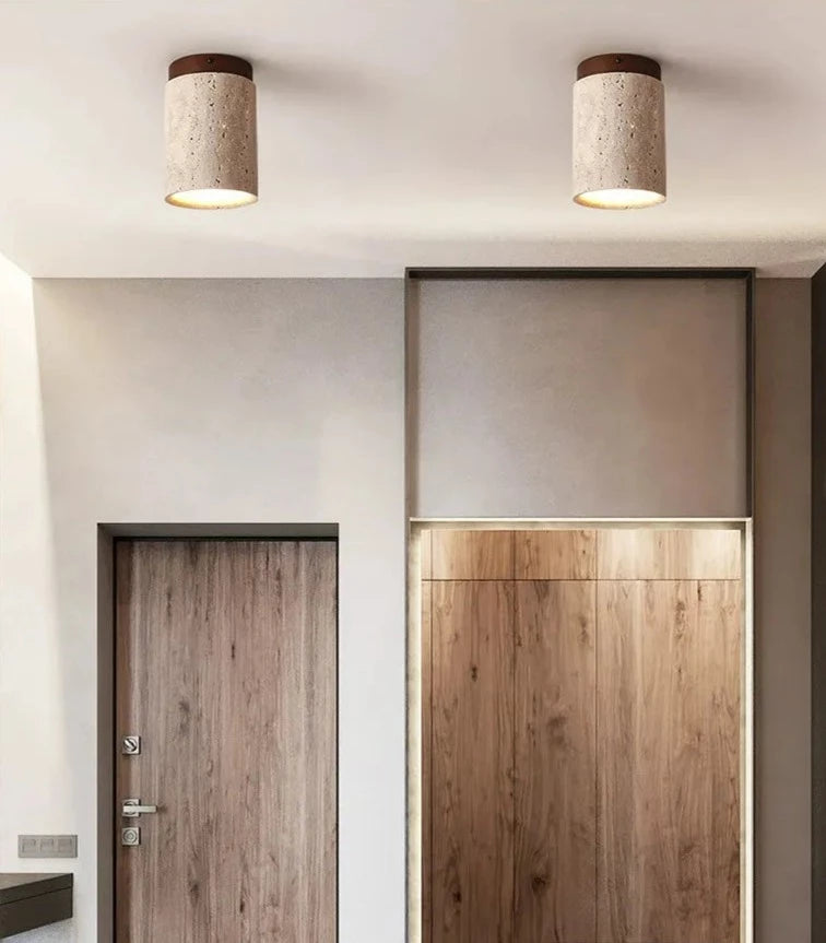 Elegant Travertine LED Ceiling Light Fixture with Adjustable Color Temperature – Modern Flush Mount Design for Any Room 7