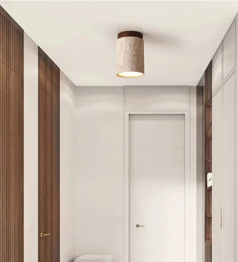 Elegant Travertine LED Ceiling Light Fixture with Adjustable Color Temperature – Modern Flush Mount Design for Any Room 8