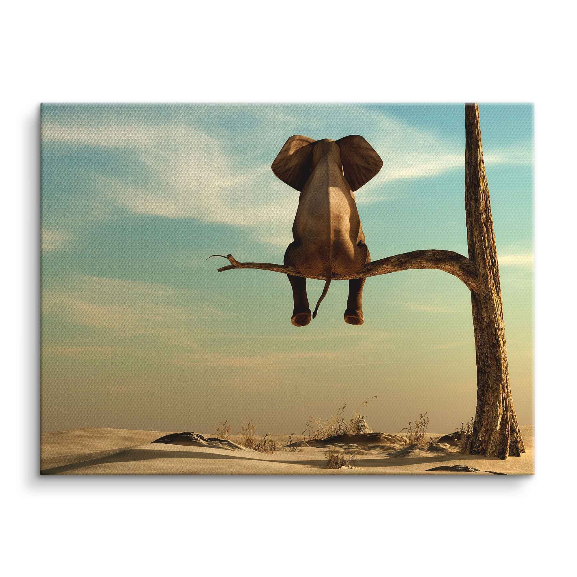 Elephant Art Print on Tree Branch – Fine Art Print with Impressive German Craftsmanship, Ready to Hang 0