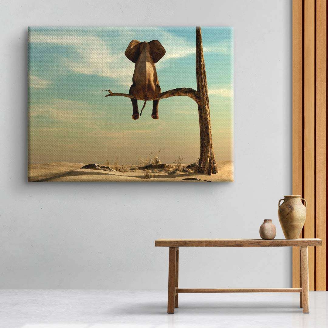 Elephant Art Print on Tree Branch – Fine Art Print with Impressive German Craftsmanship, Ready to Hang 3