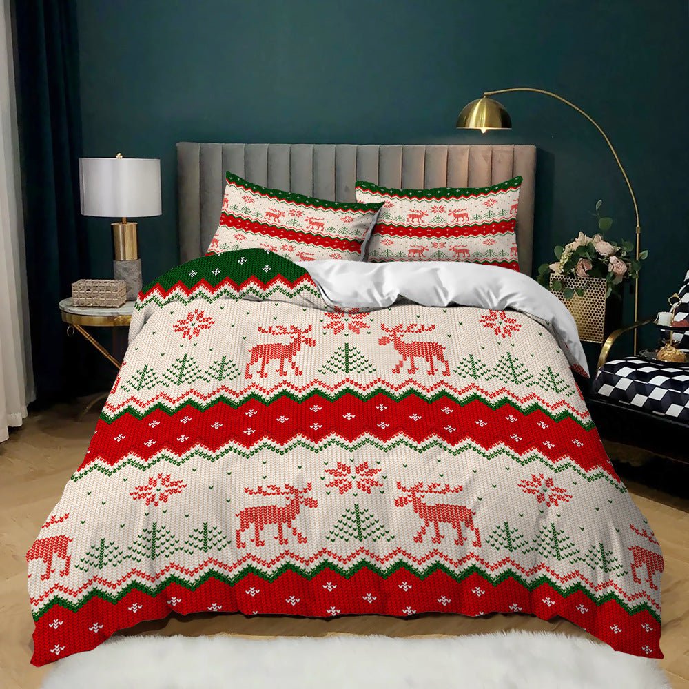 Festive Polyester Duvet Cover Set – Holiday Themed Bedding with Vibrant Patterns, Lightweight Percale, Hypoallergenic, All-Season Use 0