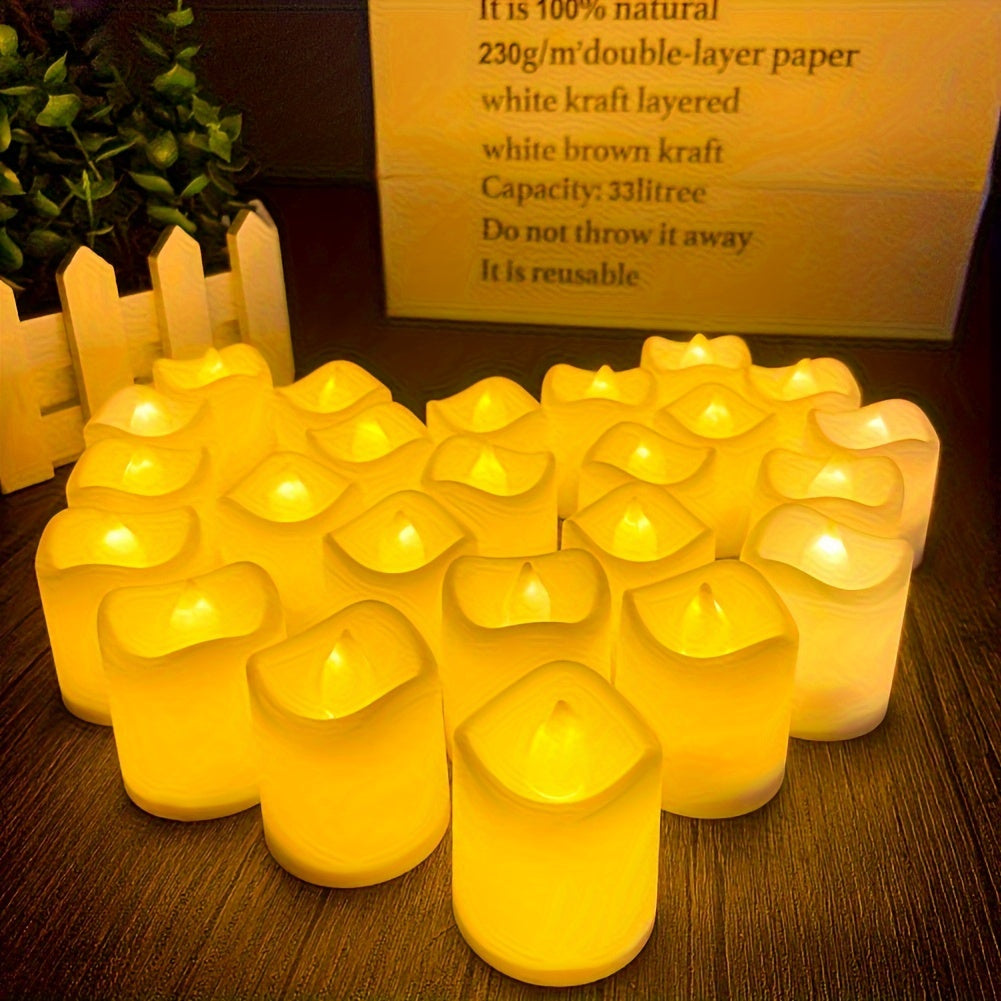 Flameless LED Tea Light Candles - Battery Operated, Safe and Smokeless, Warm Flickering Glow - Pack of 24/50/100 0