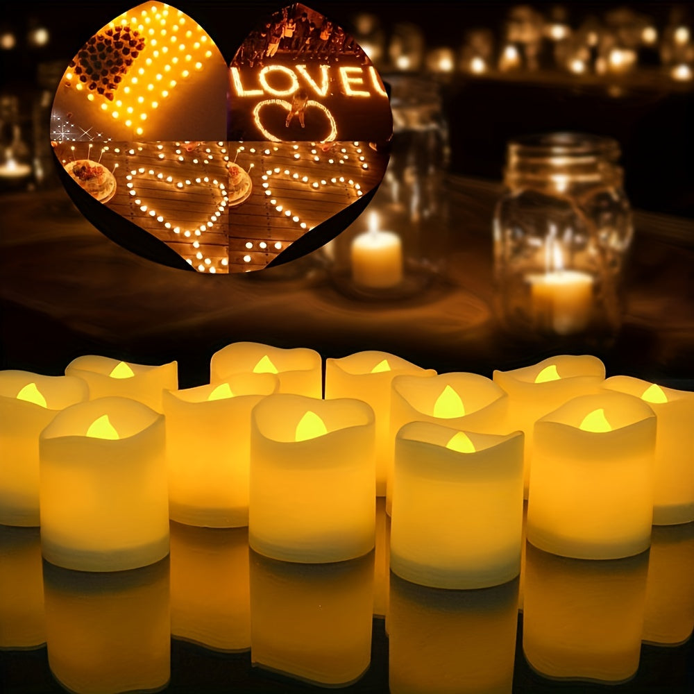 Flameless LED Tea Light Candles - Battery Operated, Safe and Smokeless, Warm Flickering Glow - Pack of 24/50/100 2
