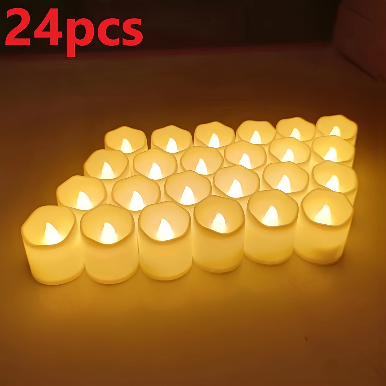 Flameless LED Tea Light Candles - Battery Operated, Safe and Smokeless, Warm Flickering Glow - Pack of 24/50/100 3