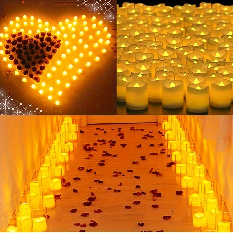 Flameless LED Tea Light Candles - Battery Operated, Safe and Smokeless, Warm Flickering Glow - Pack of 24/50/100 7