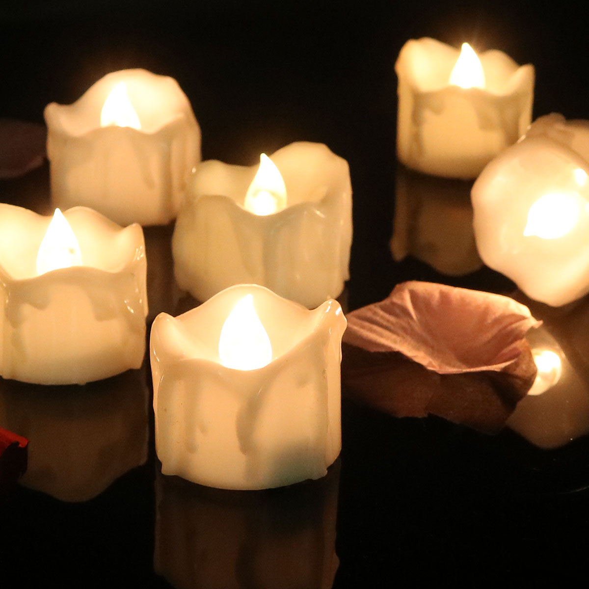 Flameless LED Tea Lights – Warm Flickering Glow for Safe Ambient Lighting, Battery Operated, 6-Pack 0