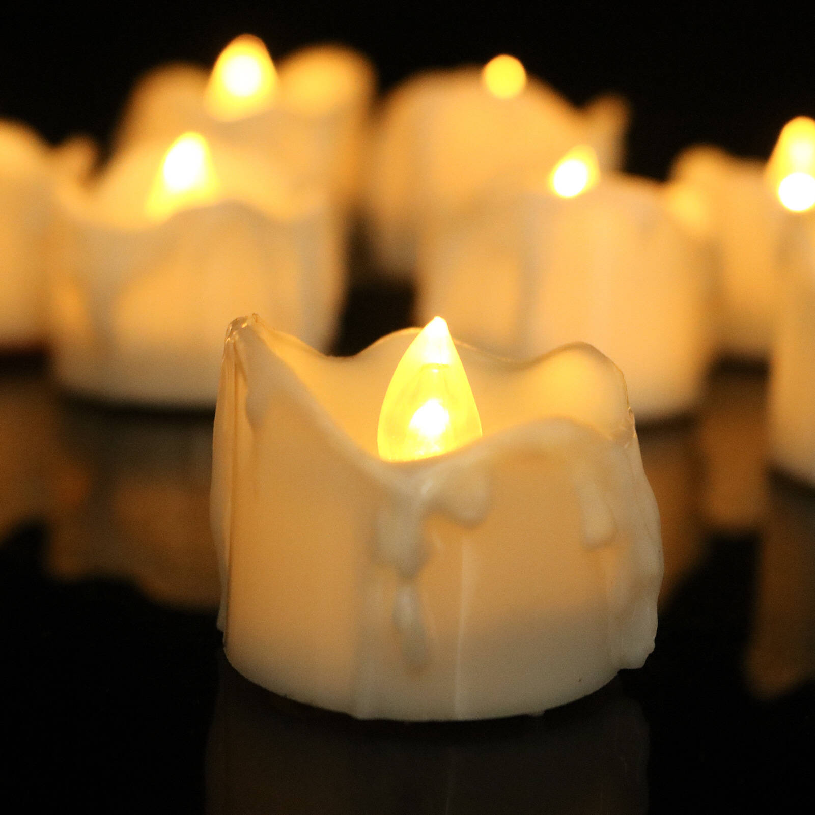Flameless LED Tea Lights – Warm Flickering Glow for Safe Ambient Lighting, Battery Operated, 6-Pack 1