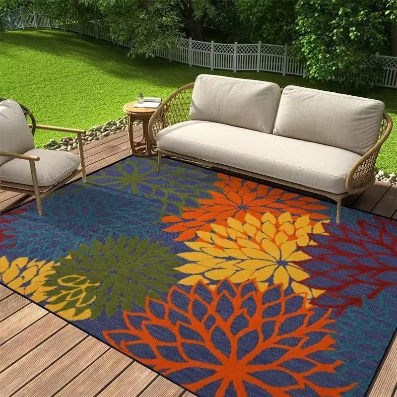 Floral Outdoor Carpet with Non-Slip Backing
