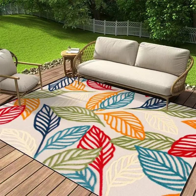 Floral Outdoor Carpet with Non-Slip Backing