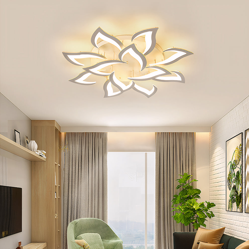 Flower-Shaped LED Ceiling Light Fixture, Energy-Efficient Iron Flush Mount for Living Room and Bedroom, 24W/40W Options 18