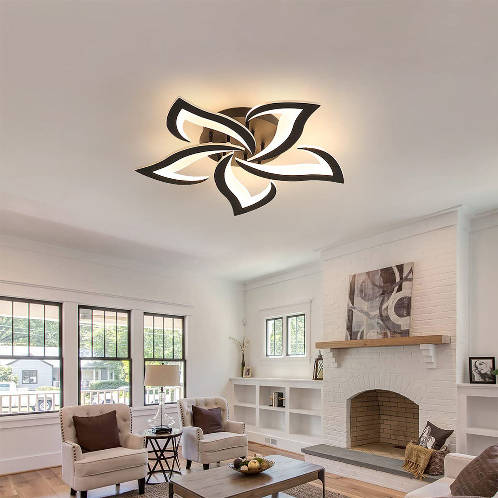 Flower-Shaped LED Ceiling Light Fixture, Energy-Efficient Iron Flush Mount for Living Room and Bedroom, 24W/40W Options 8