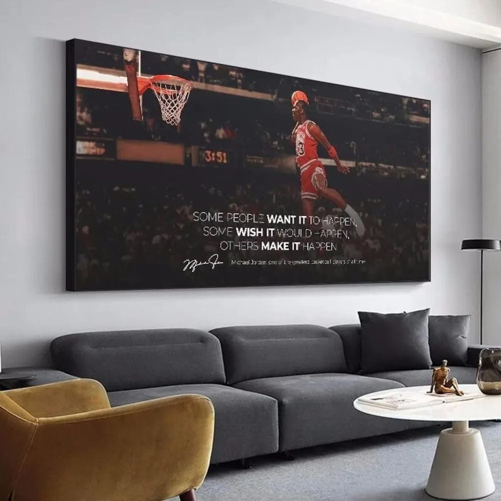 Framed Michael Jordan Wall Art with Inspirational Quote – Limited Edition XL Print for Living Room Decor 0