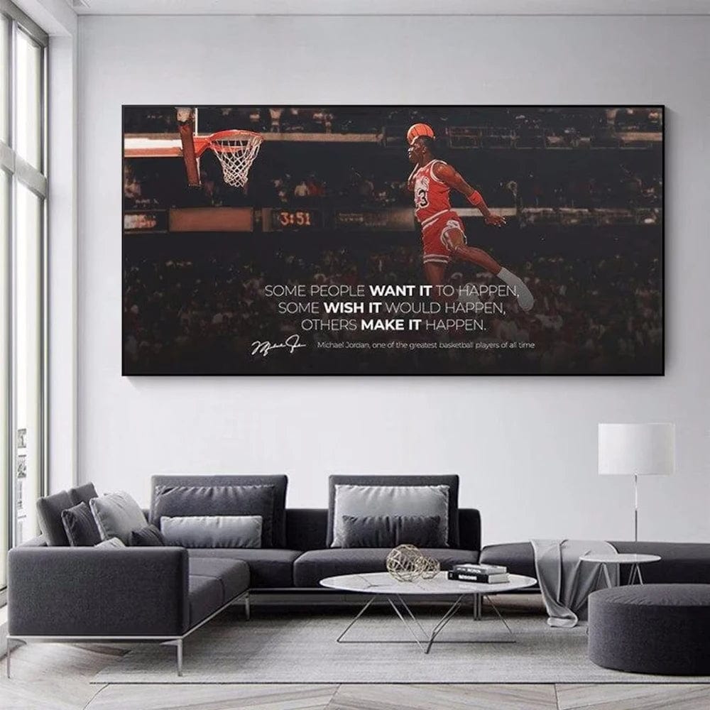 Framed Michael Jordan Wall Art with Inspirational Quote – Limited Edition XL Print for Living Room Decor 2