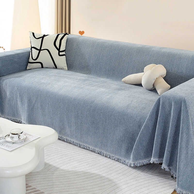 Fringed Machine-Washable Sofa Cover