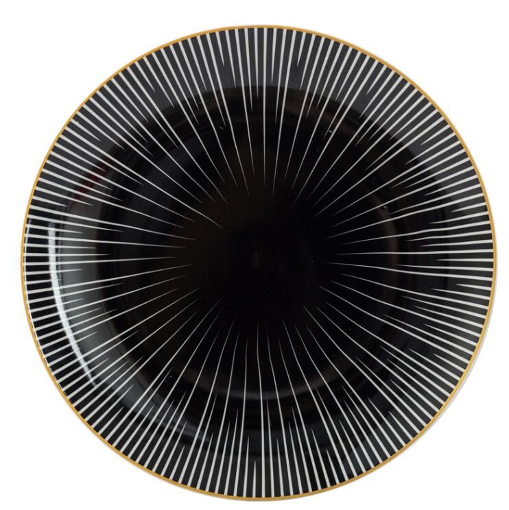 Geometric Pattern Ceramic Plates with Gold Rim – Elegant Round Ceramic Dinnerware Available in 6, 8, and 10 Inches 8