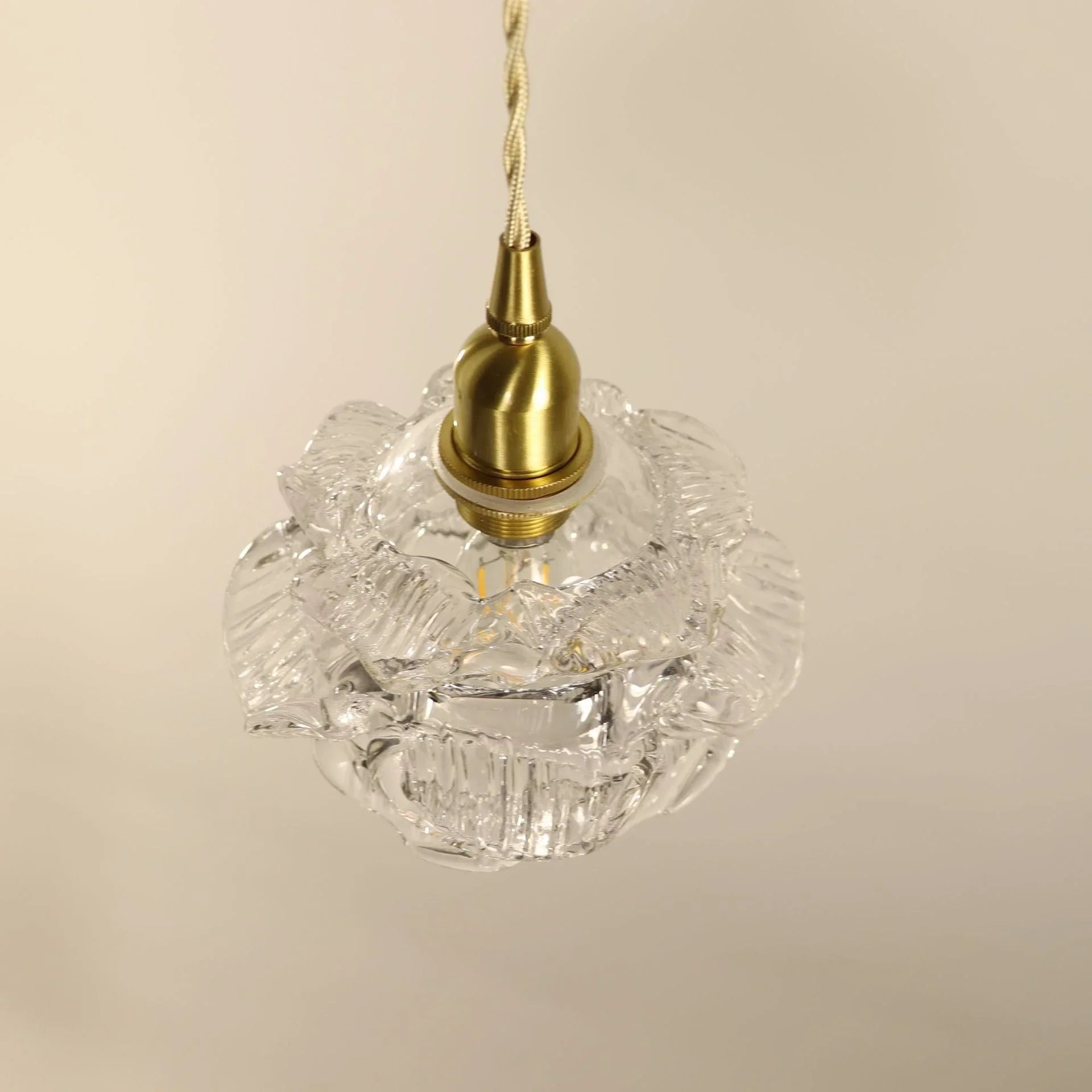 Gold Flower Shaped Glass Pendant Light - Elegant Kitchen Pendant Lighting Fixture with Adjustable Height 3