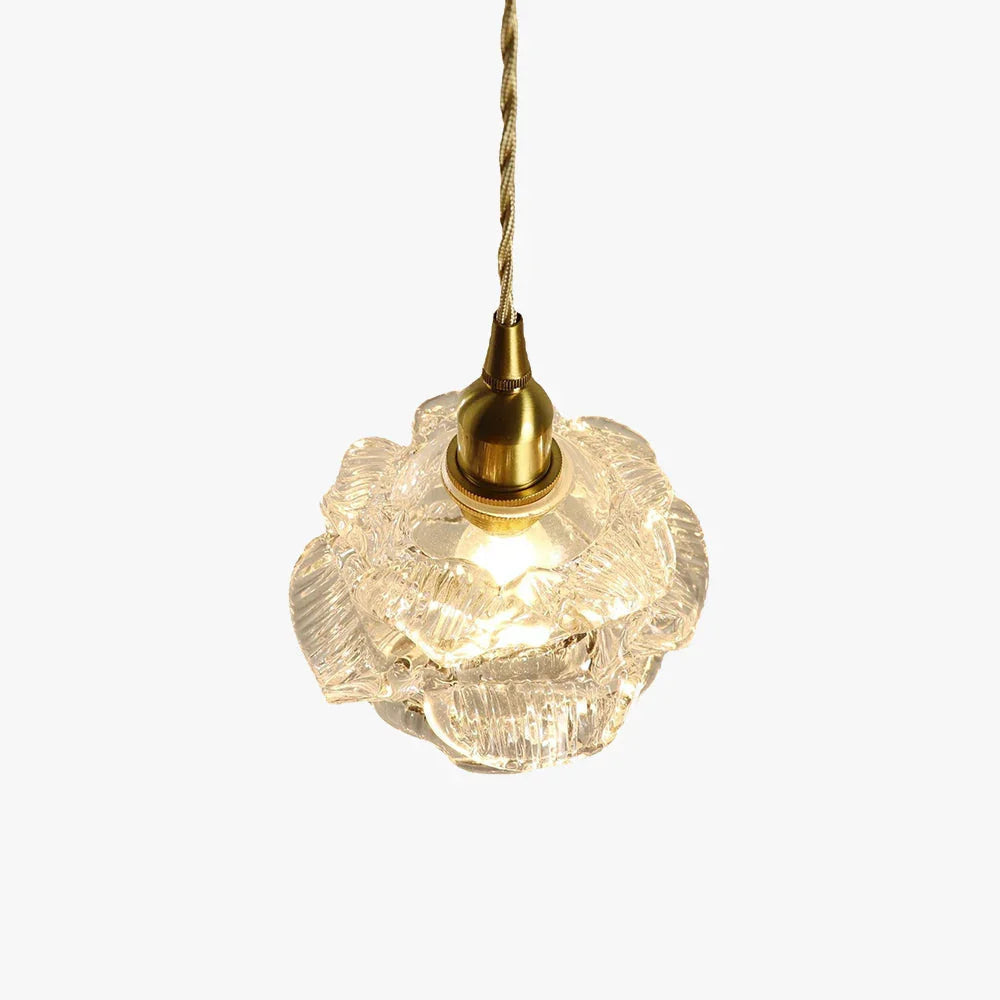 Gold Flower Shaped Glass Pendant Light - Elegant Kitchen Pendant Lighting Fixture with Adjustable Height 4