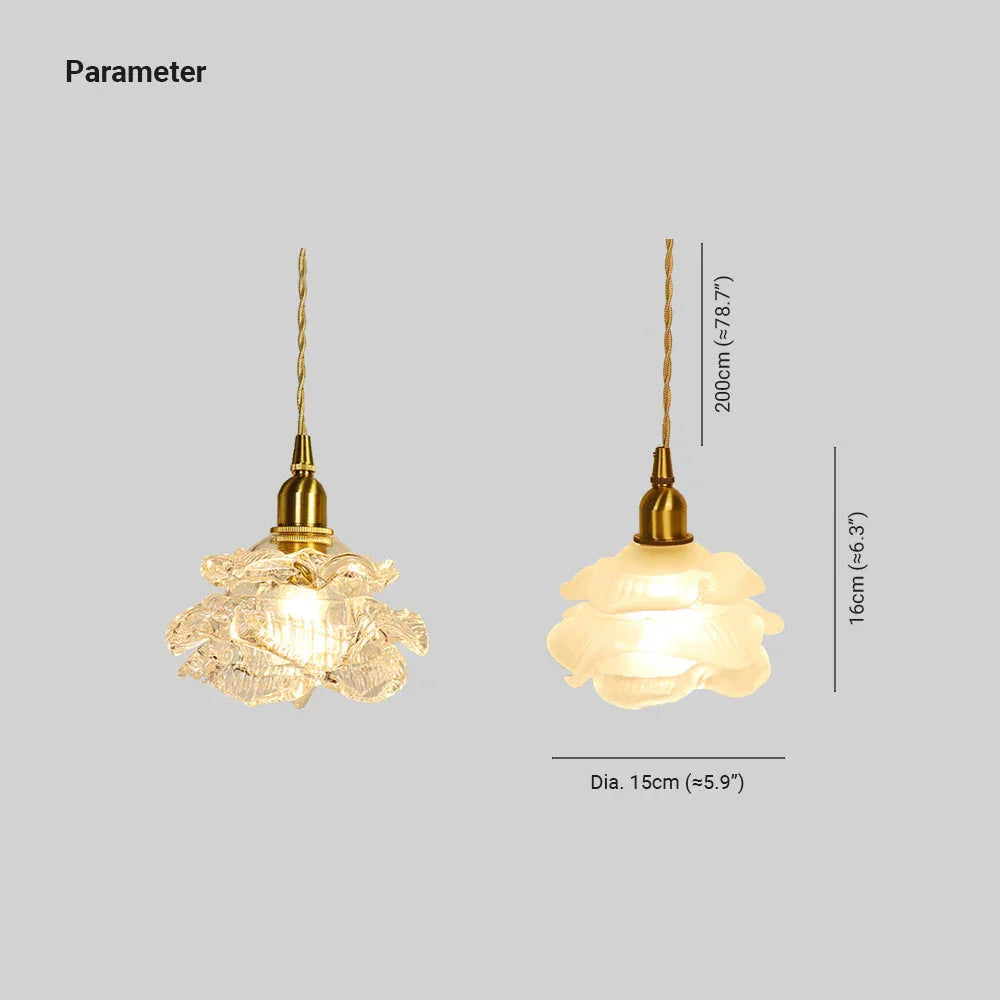 Gold Flower Shaped Glass Pendant Light - Elegant Kitchen Pendant Lighting Fixture with Adjustable Height 5