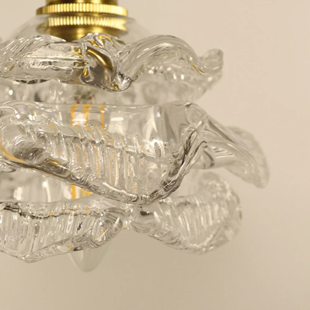 Gold Flower Shaped Glass Pendant Light - Elegant Kitchen Pendant Lighting Fixture with Adjustable Height 6