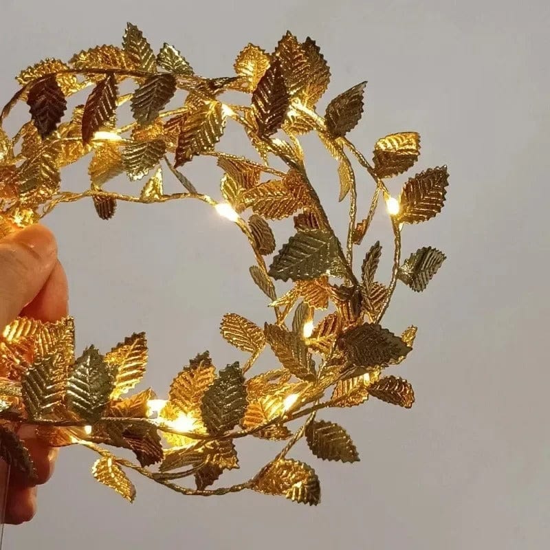 Gold Leaf LED String Lights – Battery Operated Outdoor Party Lights for Home Decor, Warm White Glow, IP65 Waterproof, Multiple Lengths 3