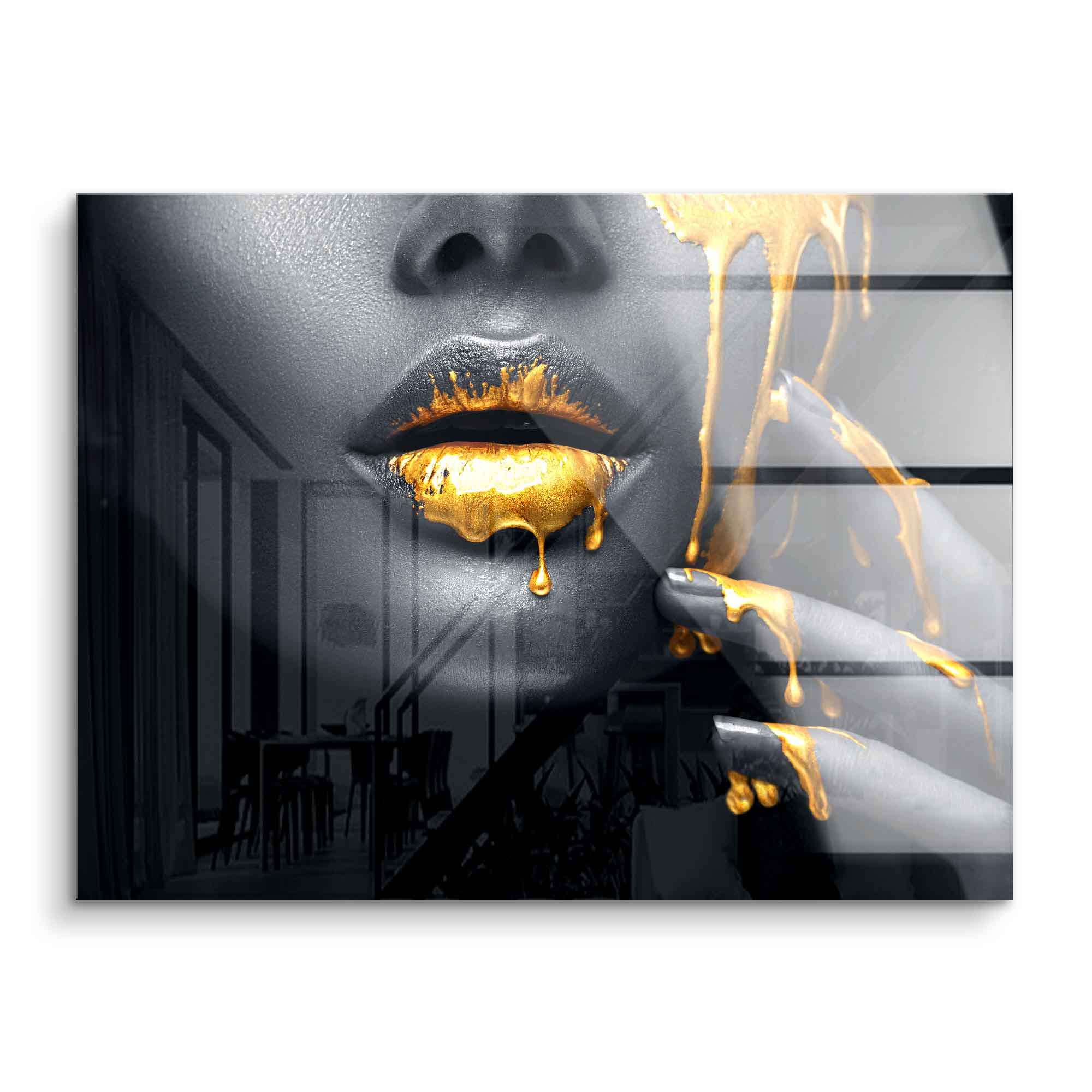 Golden Face Art Print – Modern Artwork with Impressive Detail and Vibrant Colors, Ready for Wall Mounting 1