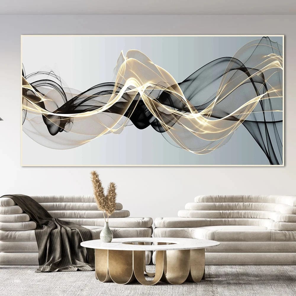 Golden Smoke Art Print – Black and Gold Abstract Design on Museum-Quality Paper – Limited Edition of 250 Pieces 0