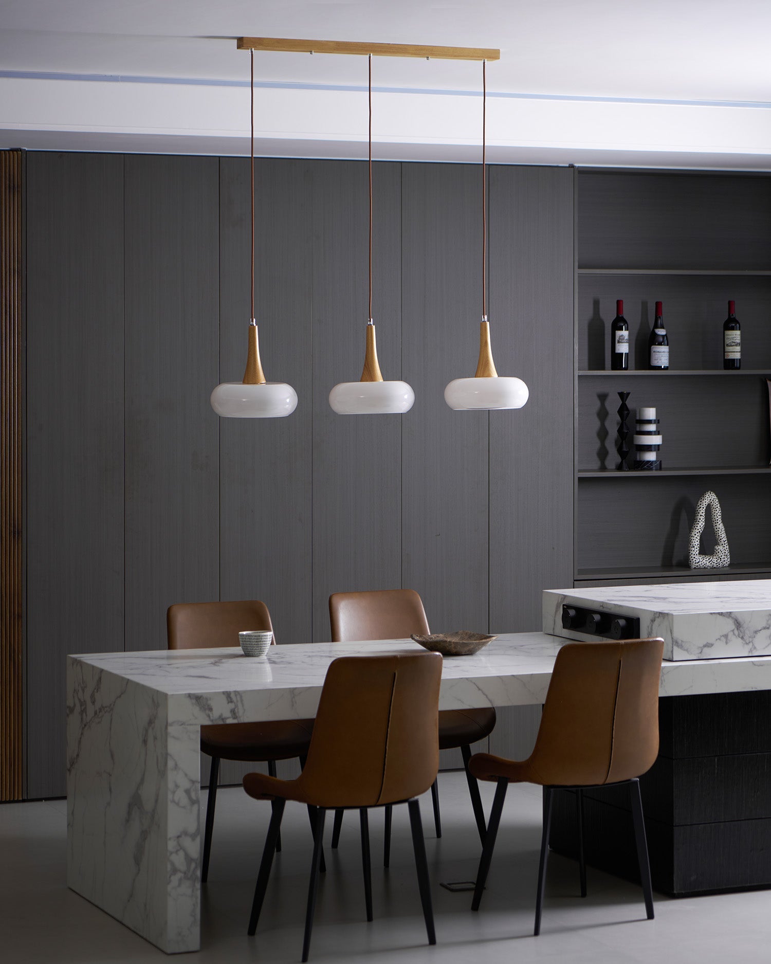 Hailie Pendant Lamp with Glass Shade and Wooden Accents – Modern Ceiling Light for Indoor Use 6