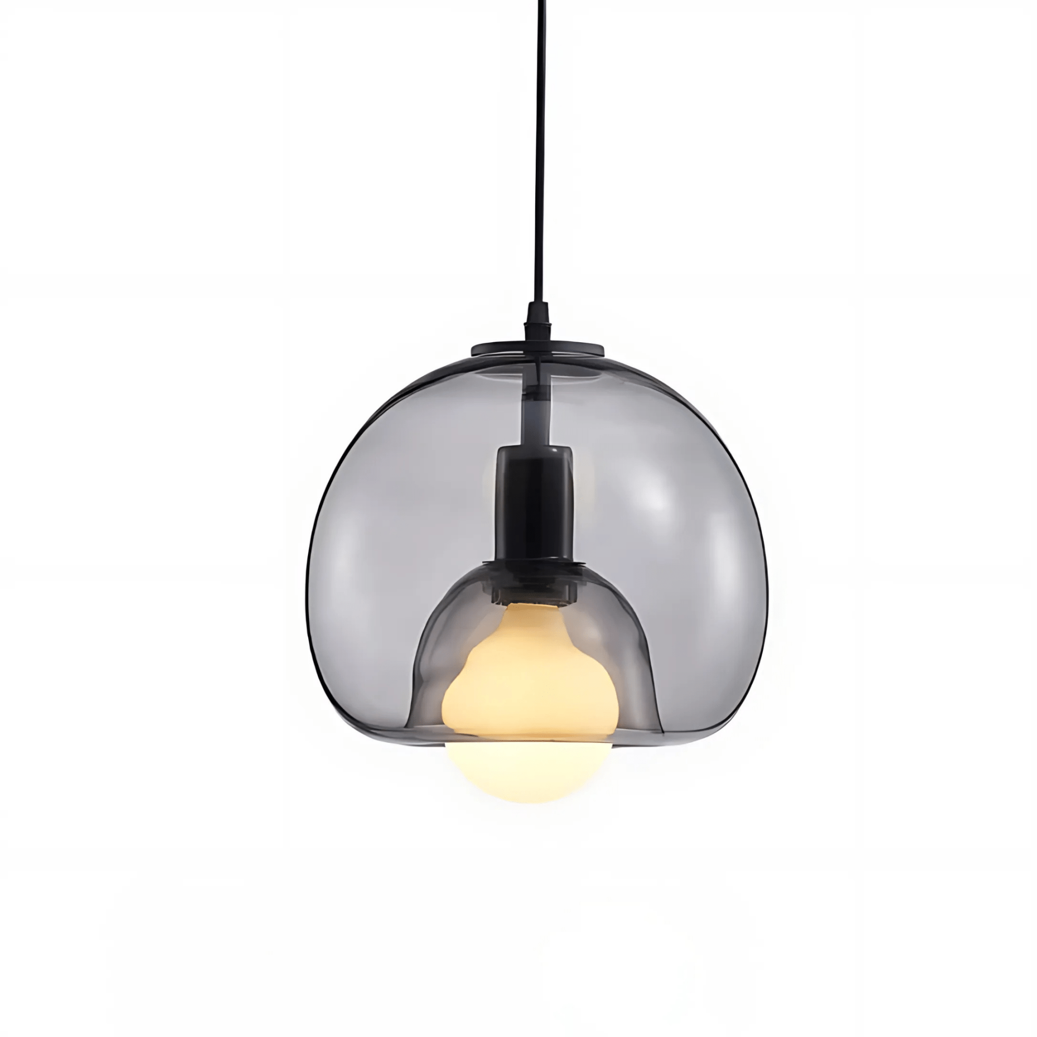 Handblown Glass Pendant Light – Smoked Grey, Clear, Amber Finishes – Adjustable Hanging Light for Kitchen Pendant Lighting 0
