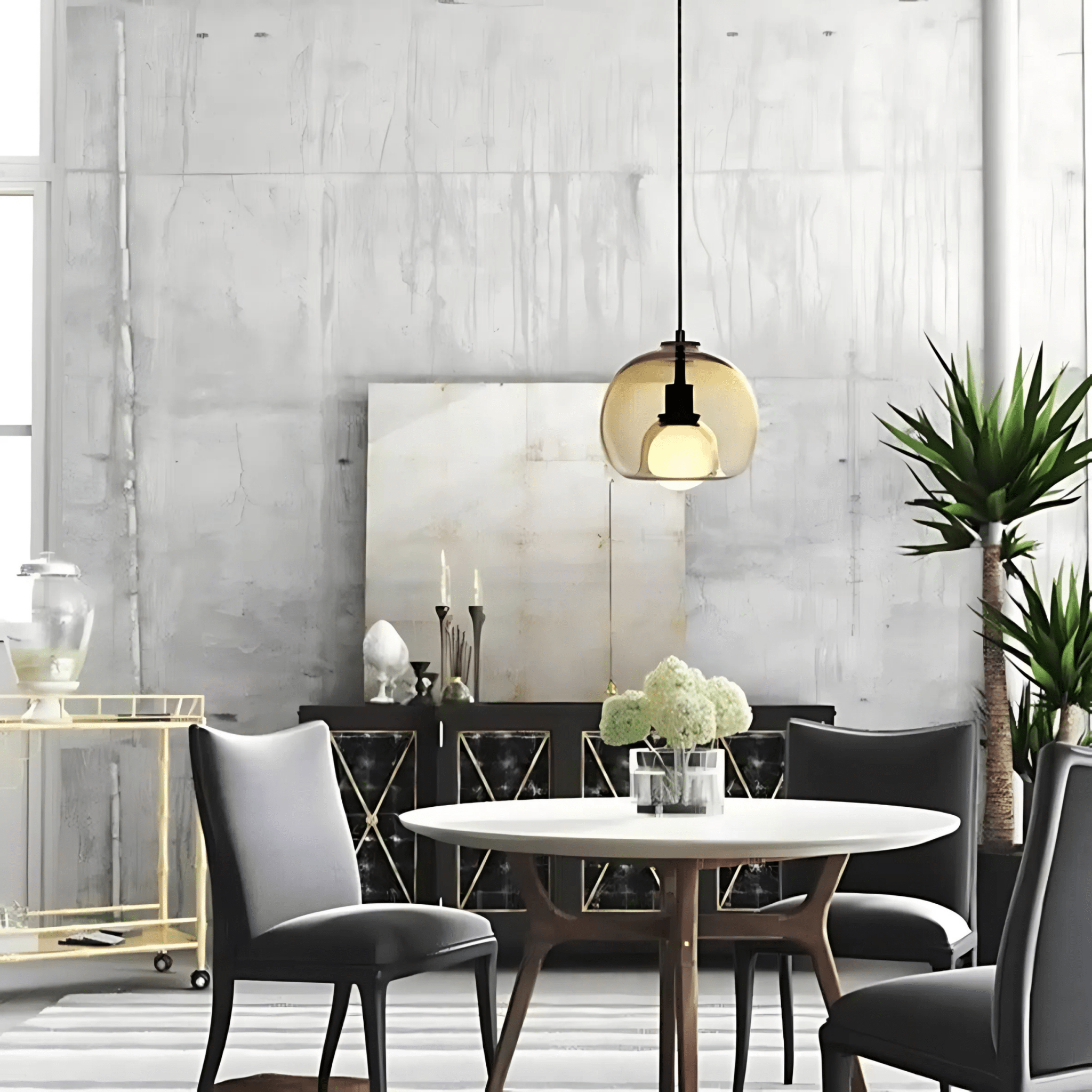 Handblown Glass Pendant Light – Smoked Grey, Clear, Amber Finishes – Adjustable Hanging Light for Kitchen Pendant Lighting 4