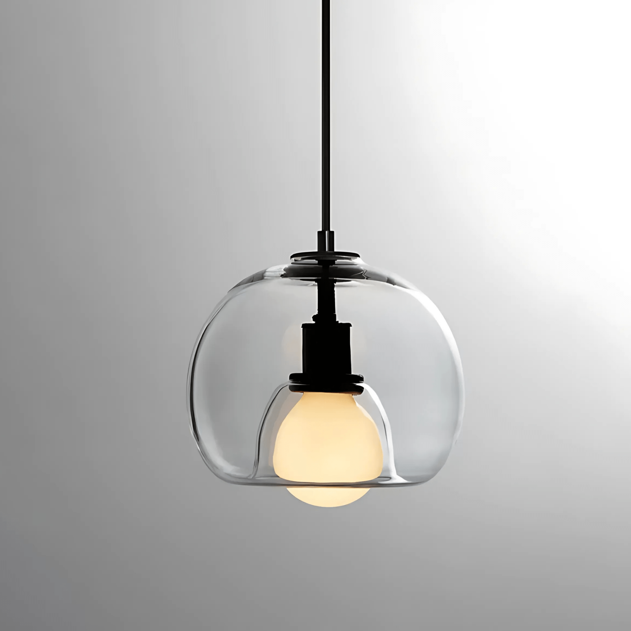 Handblown Glass Pendant Light – Smoked Grey, Clear, Amber Finishes – Adjustable Hanging Light for Kitchen Pendant Lighting 5